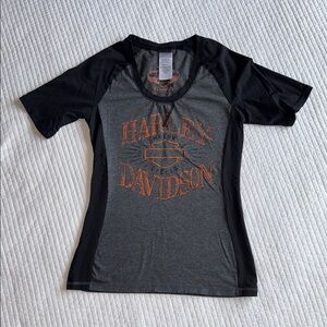 Harley-Davidson Black and Gray Fitted Short Sleeve Tee